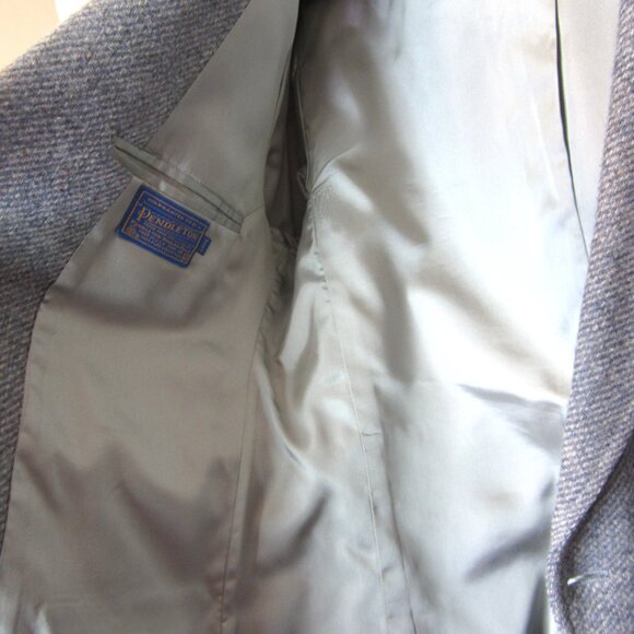 Pendleton Men's 42L Wool & Suede Sport Coat Gray Elbow Patches Academia Western - Picture 6 of 12